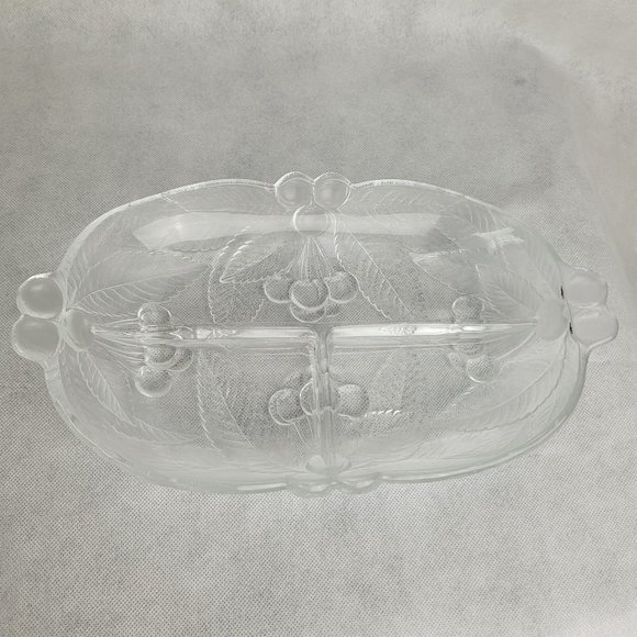 Mikasa Crystal Bountiful Cherry Clear 3 Divided Sectioned Relish Dish VTG - Picture 1 of 13